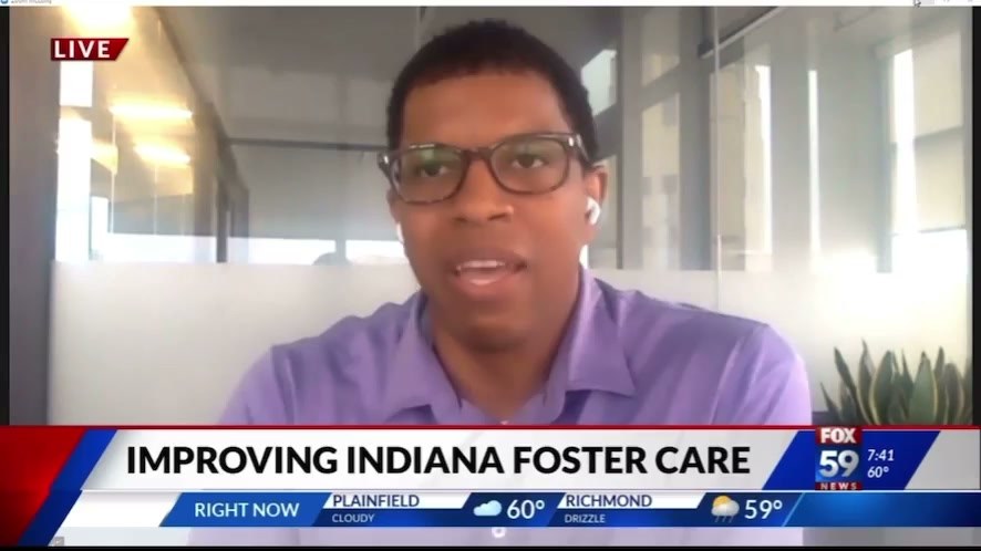 Takkeem Morgan live on FOX 59 Indianapolis discussing Improving Indiana Foster Care
